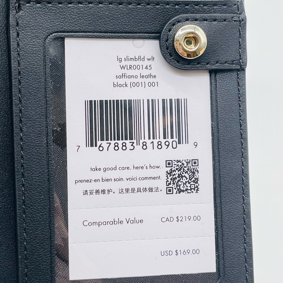 Kate Spade Staci Large Slim Bifold Wallet Black - Picture 6 of 7